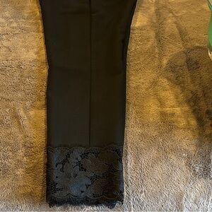 Elegant Black Lace Hem Women’s Pants